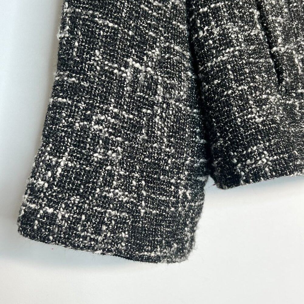 Talbots Black White Textured Tweed Collarless Suit Jacket Womens 16 Petite - Picture 3 of 14
